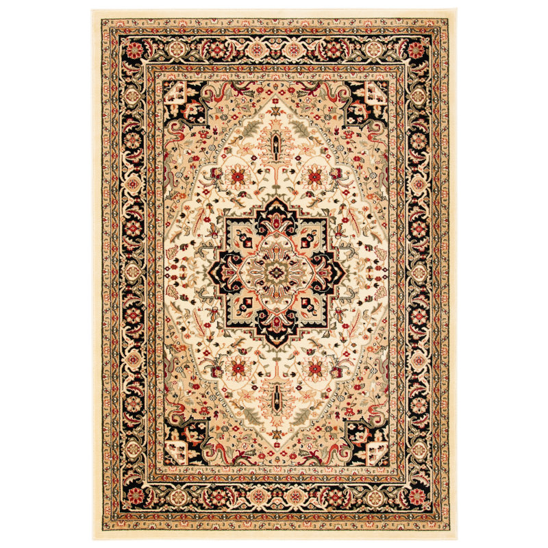 Charlton Home® Truffi Performance Beige/Black Rug & Reviews Wayfair